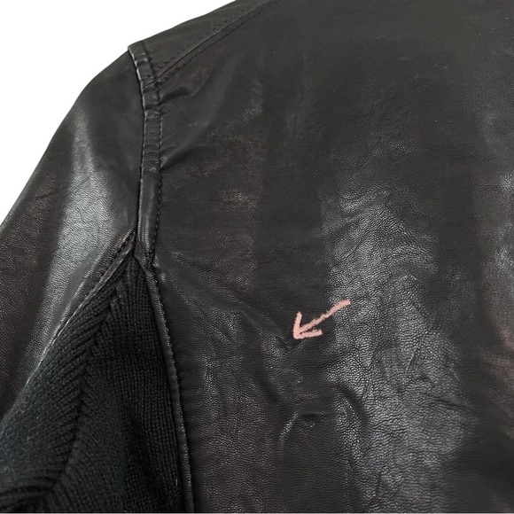 Blank NYC Faux Leather Draped Knit Open Front Zip Moto Jacket Black Size XS - Picture 5 of 8